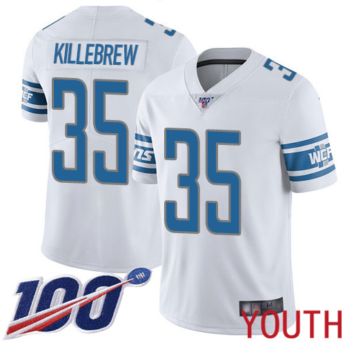 Detroit Lions Limited White Youth Miles Killebrew Road Jersey NFL Football 35 100th Season Vapor Untouchable